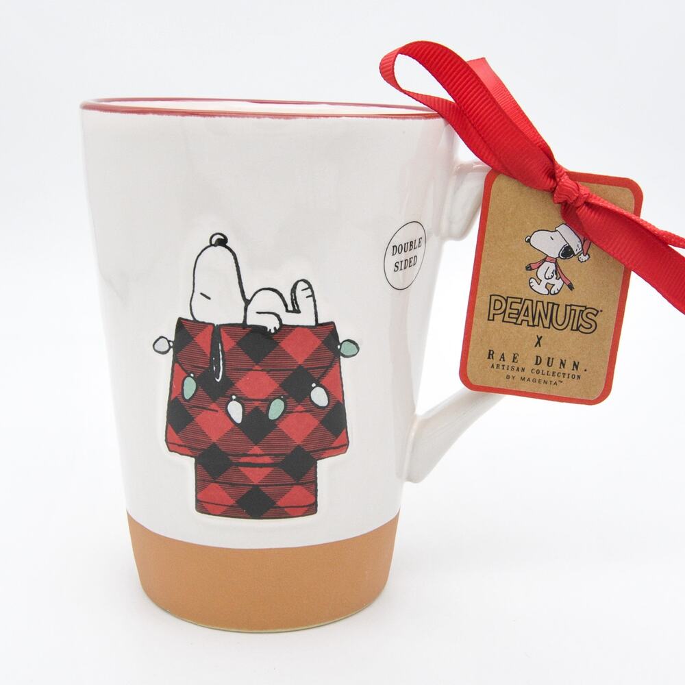 Rae Dunn Peanuts Latte Mug, Snoopy 16oz Ceramic Double-Sided Coffee Cup